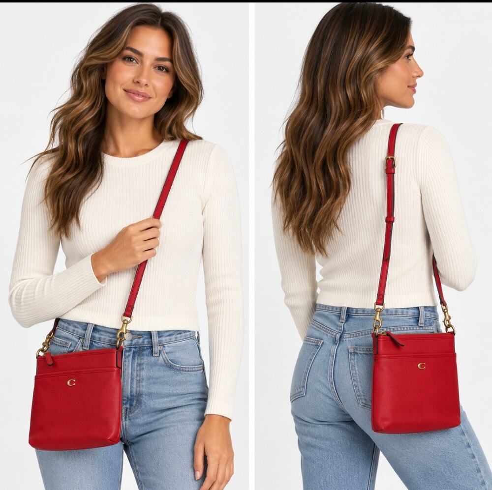 Coach Red Leather Crossbody Purse | Adjustable Strap | Excellent Condition NWOT